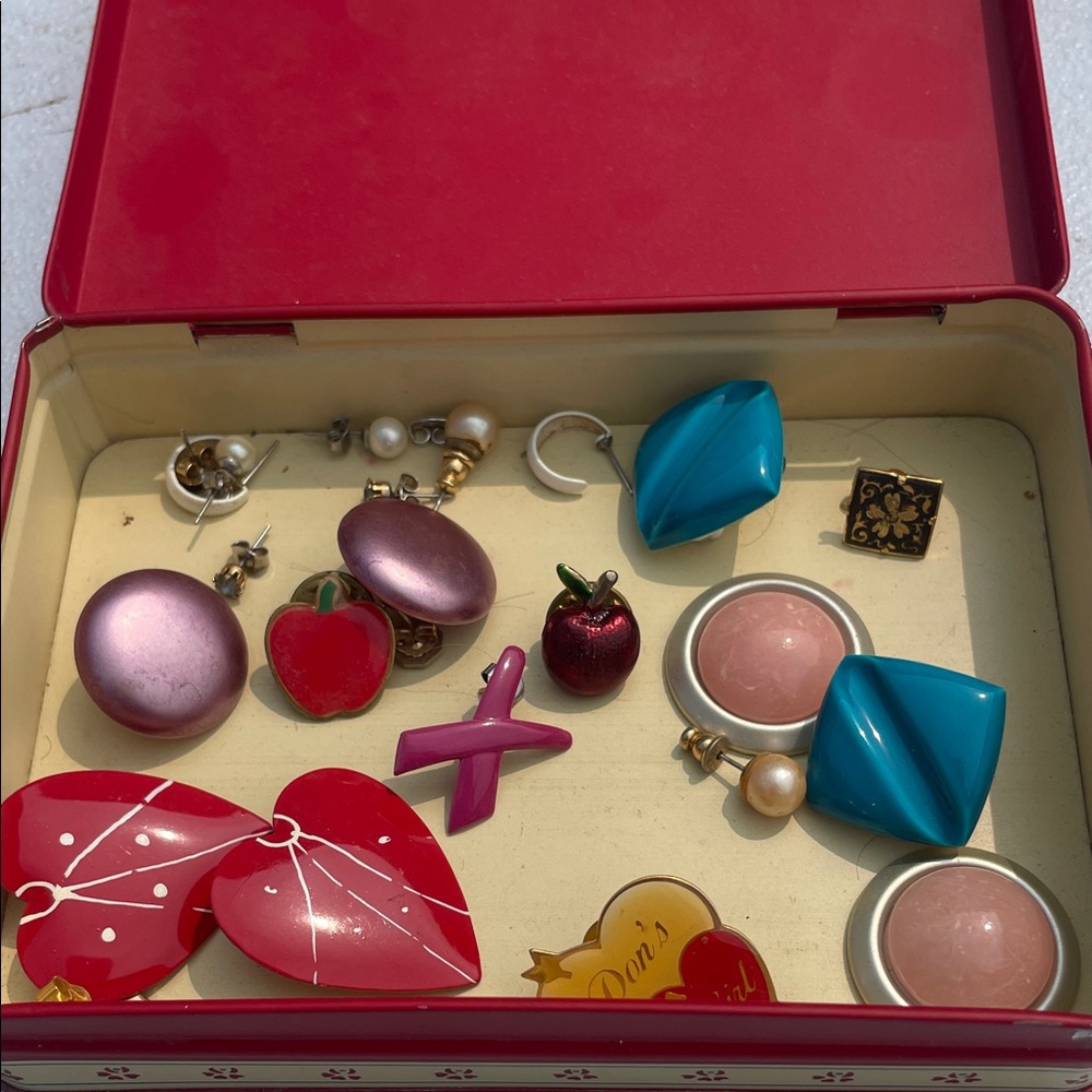 Colorful Vintage Earring and Pin Collection